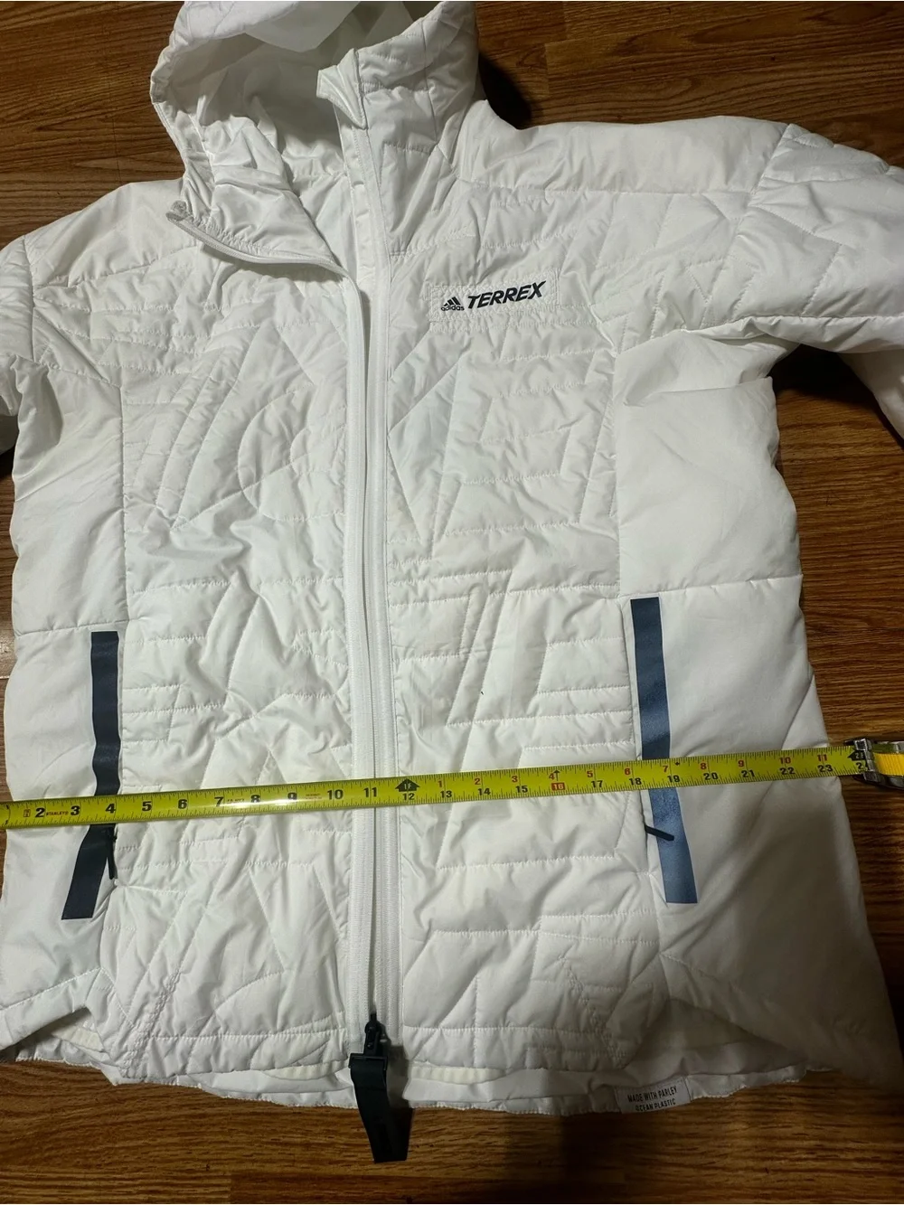 adidas Terrex White Quilted Hooded Puffer Jacket
